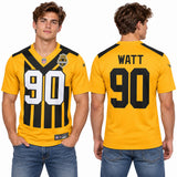 Custom T.J. Watt Pittsburgh Steelers Fan Inspired Alternate 1933 Throwback Legend Player Performance Top - Gold