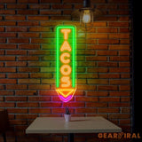 Custom Tacos Neon Sign LED Tacos Shop Wall Decor Vertical LED Light for Restaurant Mexican Food Wall Art Taco Bar Neon