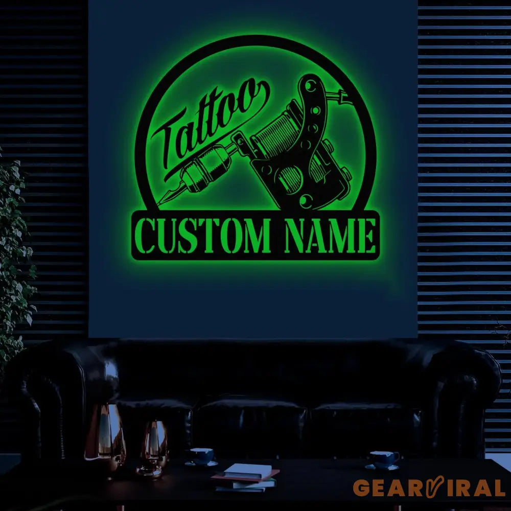 Custom Tattoo Artist Metal Sign with LED Light Personalized Ink Studio Name Sign Wall Decor Tattoo Artist Gift Tattoo