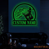 Custom Tattoo Artist Metal Sign with LED Light Personalized Ink Studio Name Sign Wall Decor Tattoo Artist Gift Tattoo