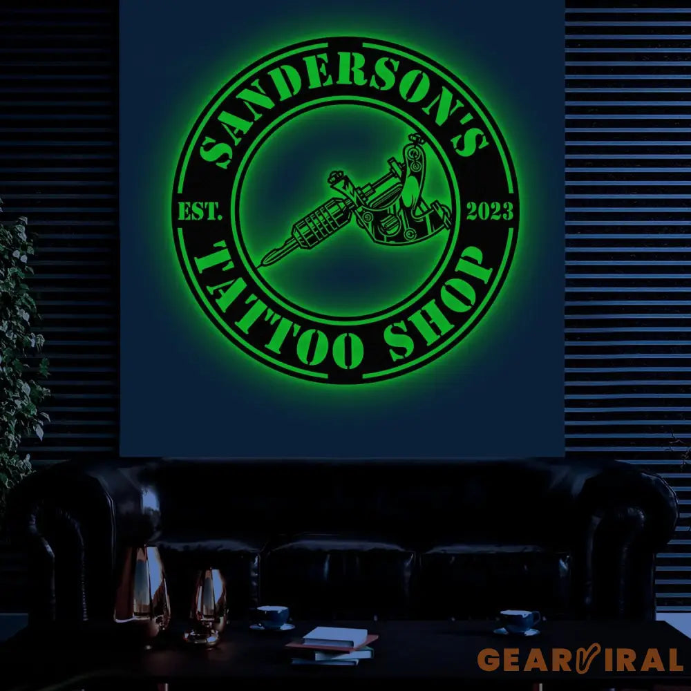 Custom Tattoo Artist Metal Sign with LED Light Personalized Ink Studio Name Sign Wall Decor Tattoo Artist Gift Tattoo