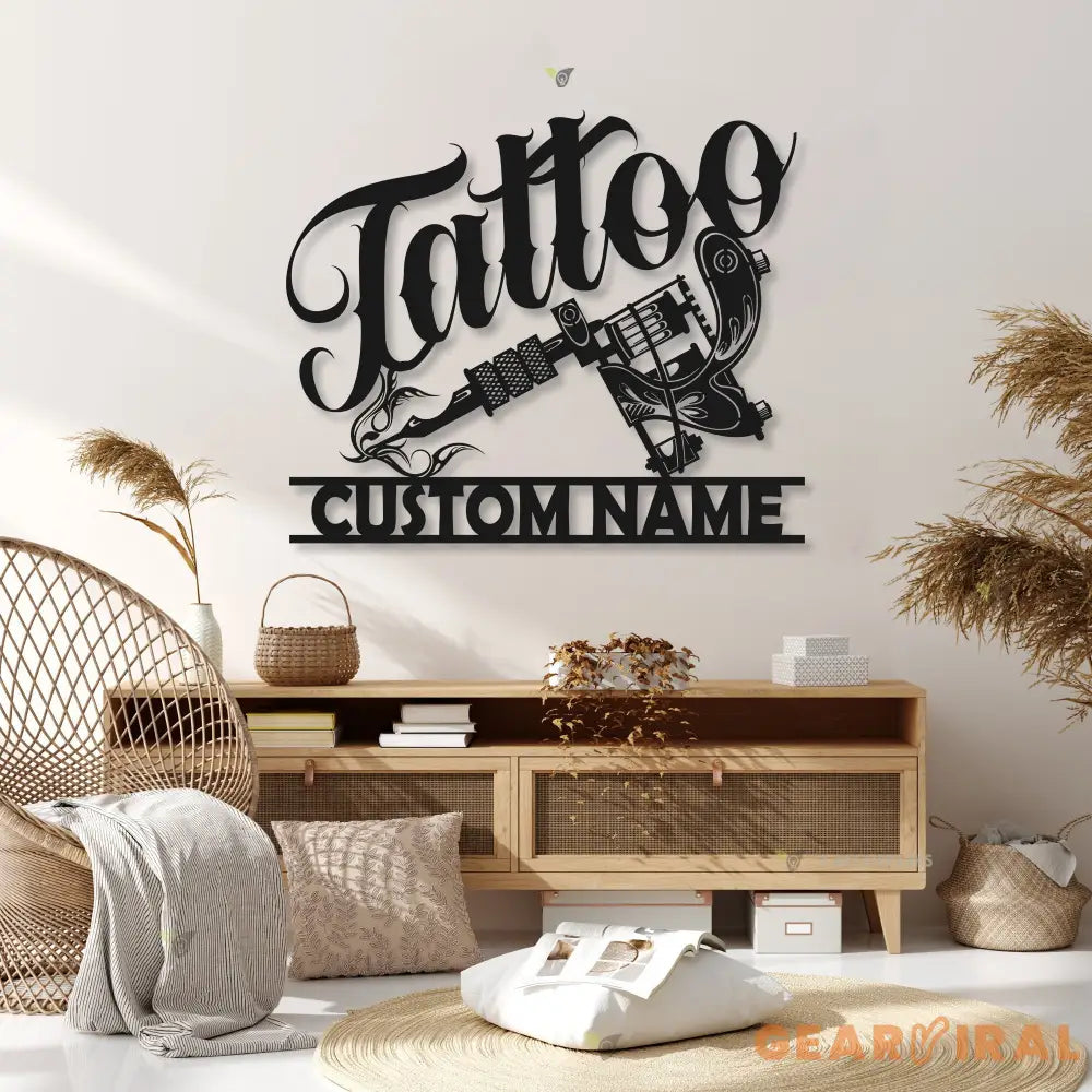 Custom Tattoo Artist Metal Wall Art LED Light Personalized Tattoo Studio Name Sign Home Decor Machine Shop Decor Ink