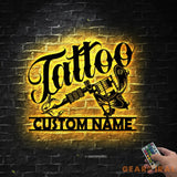 Custom Tattoo Artist Metal Wall Art LED Light Personalized Tattoo Studio Name Sign Home Decor Machine Shop Decor Ink