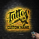 Custom Tattoo Artist Metal Wall Art LED Light Personalized Tattoo Studio Name Sign Home Decor Machine Shop Decor Ink Man Cave Christmas Gift | GearViral