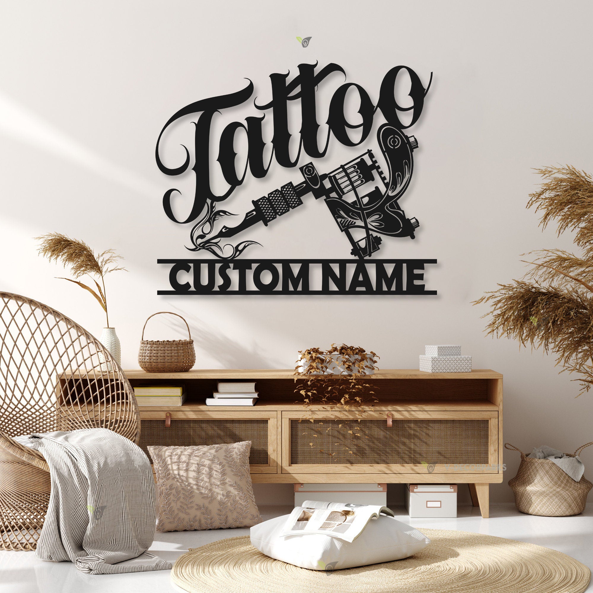 Custom Tattoo Artist Metal Wall Art LED Light Personalized Tattoo Studio Name Sign Home Decor Machine Shop Decor Ink Man Cave Christmas Gift | GearViral