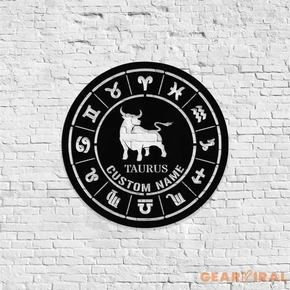 Custom Taurus Zodiac Metal Wall Art Personalized Taurus Zodiac Name Sign Decoration For Room Horoscope Home Decor
