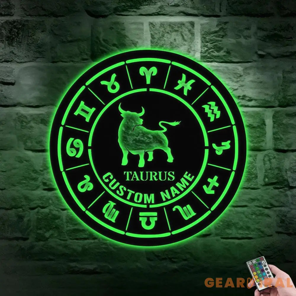 Custom Taurus Zodiac Metal Wall Art Personalized Taurus Zodiac Name Sign Decoration For Room Horoscope Home Decor