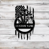 Custom Tools Repair Metal Sign with LED Light Personalized Tools Shop Name Sign Mechanic Tools Decoration Garage Sign