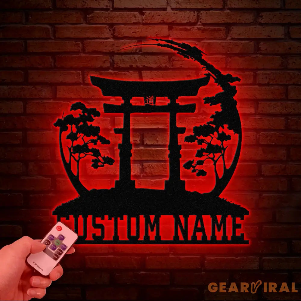 Custom Torii Gate Metal Wall Decor Japanese Bedroom Decor Inspirational Wall Art Sanmon Bonsai Tree Sign Japanese Home