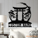Custom Torii Gate Metal Wall Decor Japanese Bedroom Decor Inspirational Wall Art Sanmon Bonsai Tree Sign Japanese Home