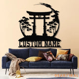 Custom Torii Gate Metal Wall Decor Japanese Bedroom Decor Inspirational Wall Art Sanmon Bonsai Tree Sign Japanese Home