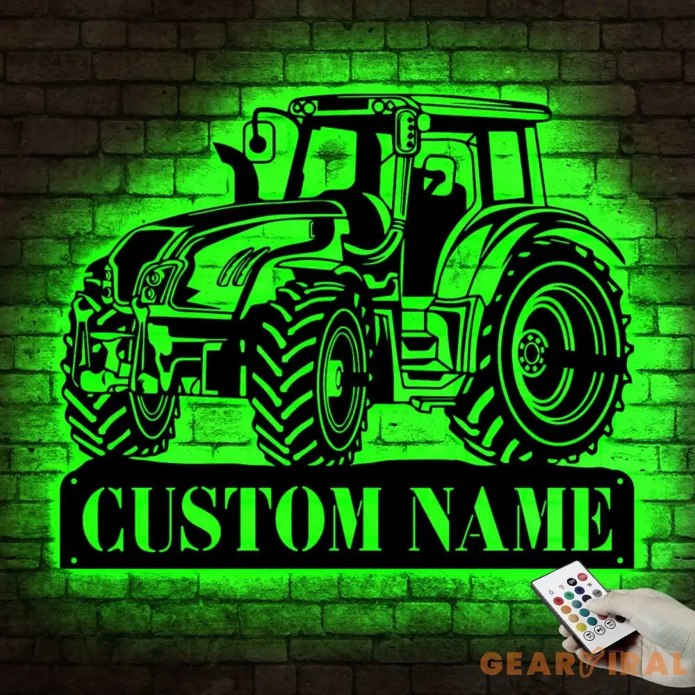 Custom Tractor Driver Metal Wall Art LED Light - Tractor Gift - Personalized Farm Tractor Name Sign Home Decor - Ideal