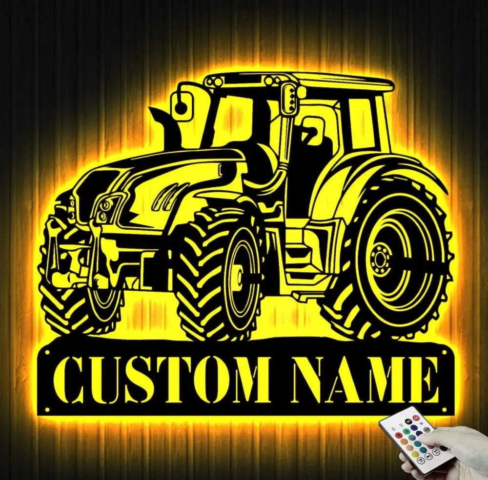 Custom Tractor Driver Metal Wall Art LED Light - Tractor Gift - Personalized Farm Tractor Name Sign Home Decor - Ideal