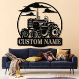 Custom Tractor Driver Metal Wall Art with LED Light - Personalized Farm Name Sign - Home Decor & Farm Truck Gift for