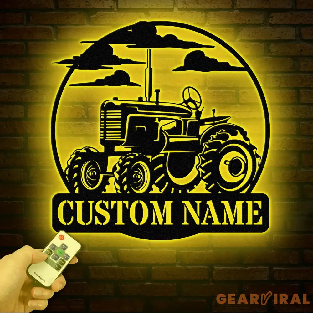 Custom Tractor Driver Metal Wall Art with LED Light - Personalized Farm Name Sign - Home Decor & Farm Truck Gift for