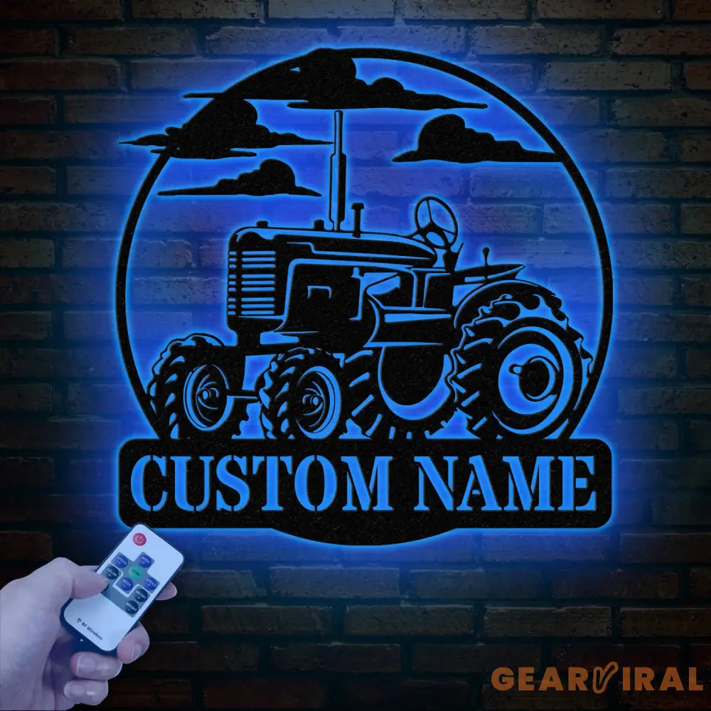 Custom Tractor Driver Metal Wall Art with LED Light - Personalized Farm Name Sign - Home Decor & Farm Truck Gift for