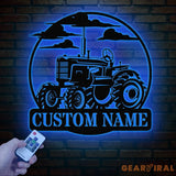 Custom Tractor Driver Metal Wall Art with LED Light - Personalized Farm Name Sign - Home Decor & Farm Truck Gift for