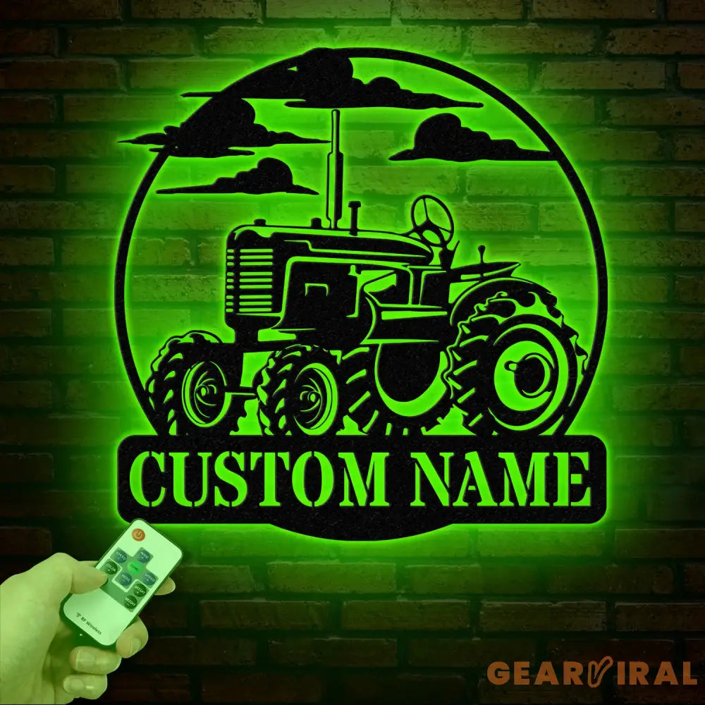 Custom Tractor Driver Metal Wall Art with LED Light - Personalized Farm Name Sign - Home Decor & Farm Truck Gift for