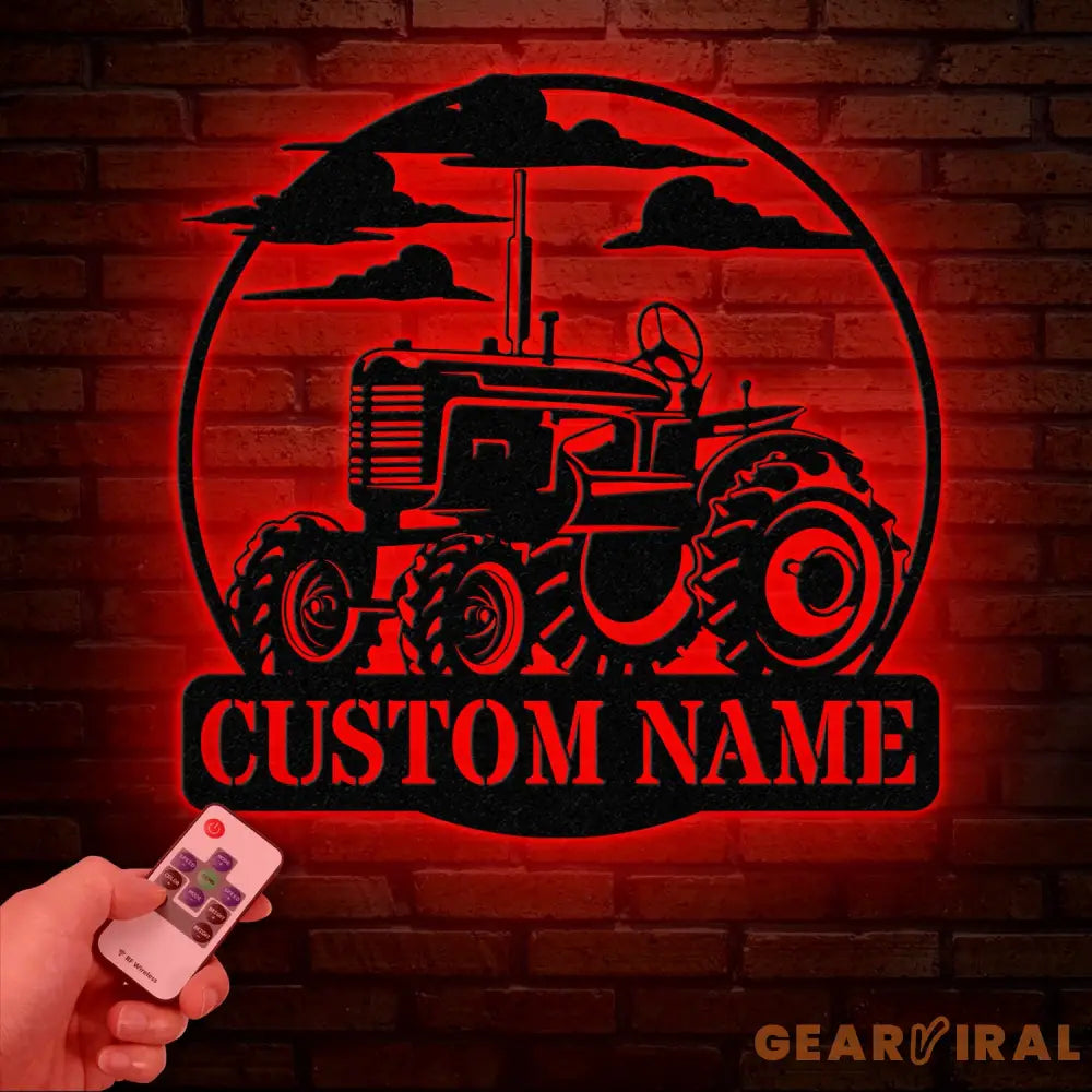 Custom Tractor Driver Metal Wall Art with LED Light - Personalized Farm Name Sign - Home Decor & Farm Truck Gift for