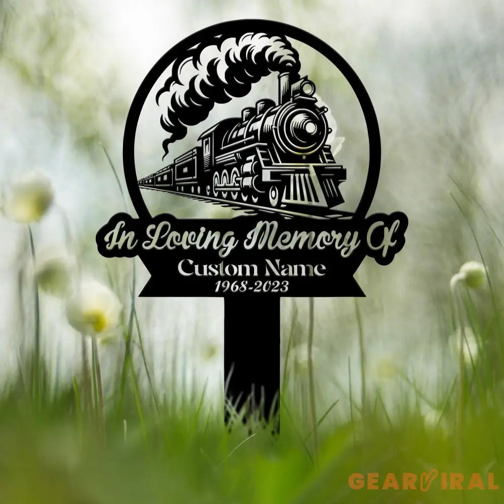 Custom Train Memorial Plaque Stake Personalized Train Driver Grave Marker Name Sign Remembrance Stake Sympathy Sign