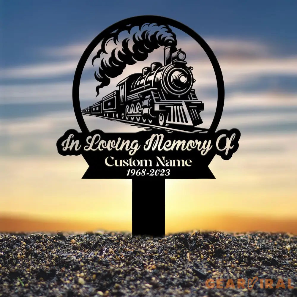 Custom Train Memorial Plaque Stake Personalized Train Driver Grave Marker Name Sign Remembrance Stake Sympathy Sign