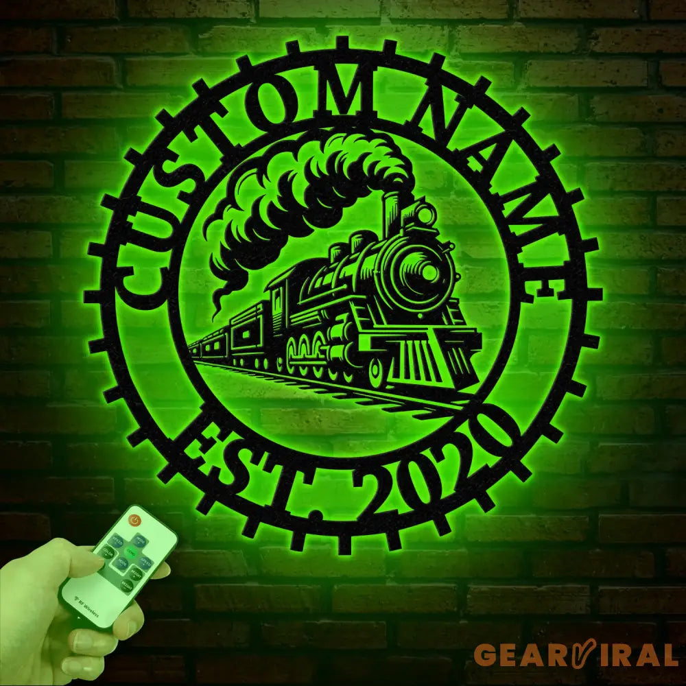 Custom Train Metal Wall Art with LED Lights - Railroad Decor Man Cave Sign Train Driver Gift Housewarming and Home