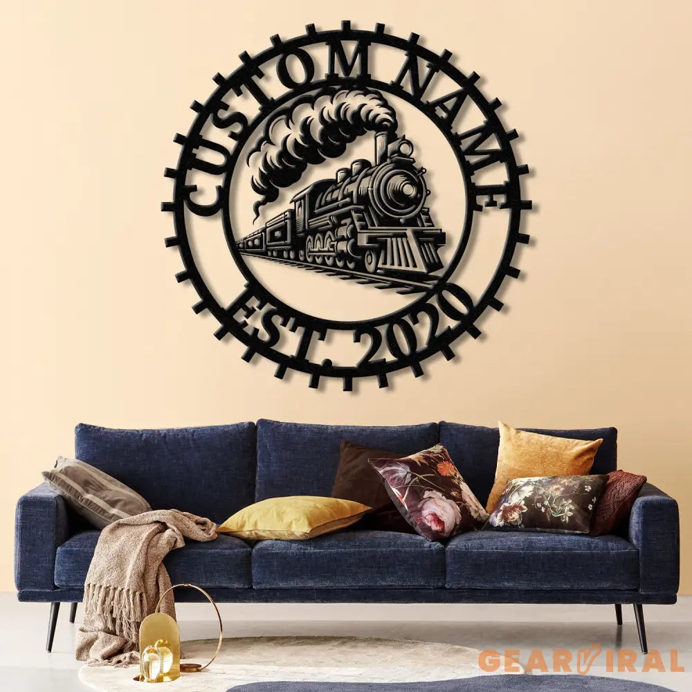 Custom Train Metal Wall Art with LED Lights - Railroad Decor Man Cave Sign Train Driver Gift Housewarming and Home