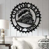 Custom Train Metal Wall Art with LED Lights - Railroad Decor Man Cave Sign Train Driver Gift Housewarming and Home