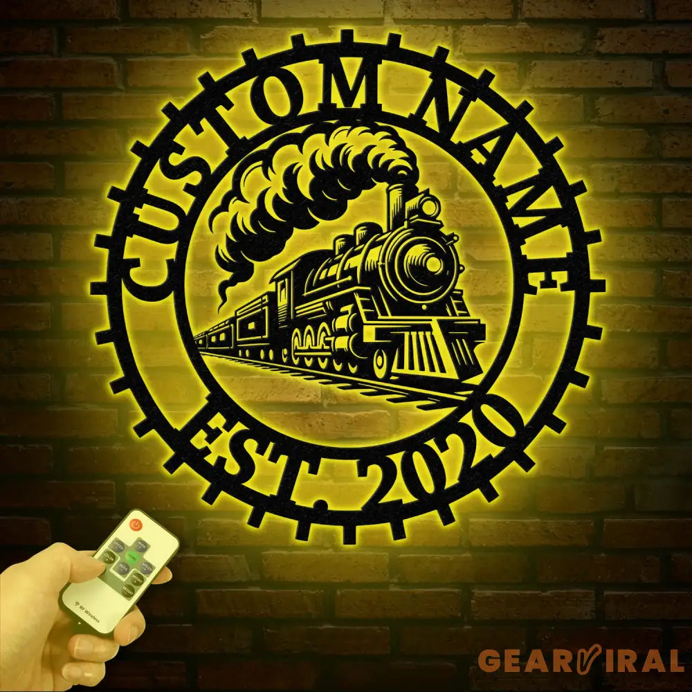 Custom Train Metal Wall Art with LED Lights - Railroad Decor Man Cave Sign Train Driver Gift Housewarming and Home