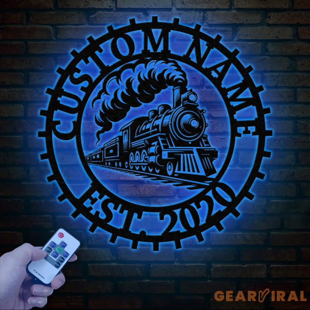 Custom Train Metal Wall Art with LED Lights - Railroad Decor Man Cave Sign Train Driver Gift Housewarming and Home