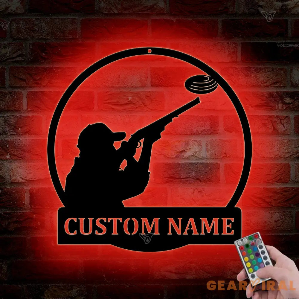 Custom Trap Shooting Name Metal Sign Art - Personalized Trap Shooting Monogram Metal Sign Led - Hobbie Gifts - Sport