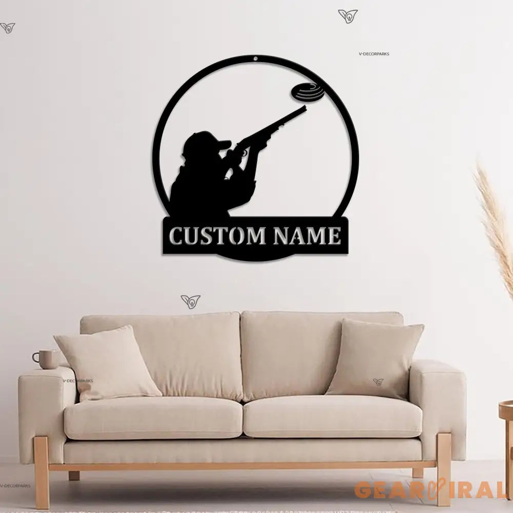 Custom Trap Shooting Name Metal Sign Art - Personalized Trap Shooting Monogram Metal Sign Led - Hobbie Gifts - Sport