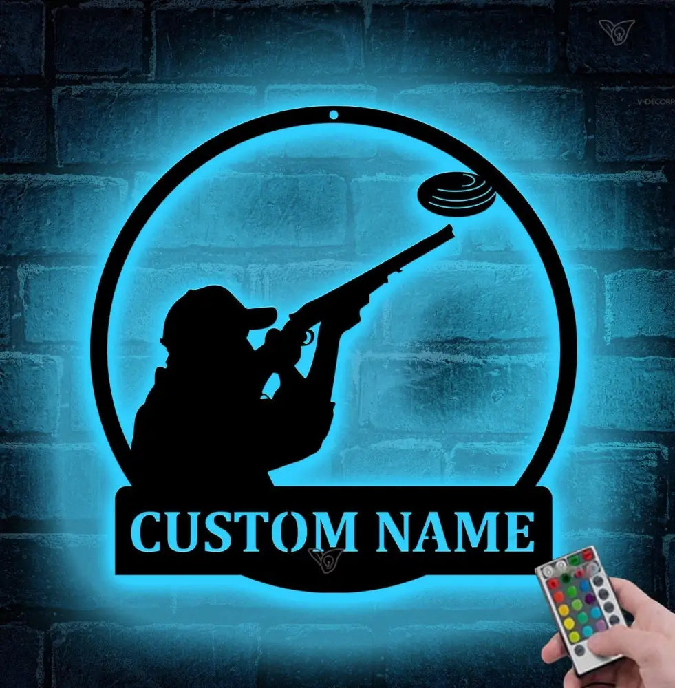 Custom Trap Shooting Name Metal Sign Art - Personalized Trap Shooting Monogram Metal Sign Led - Hobbie Gifts - Sport