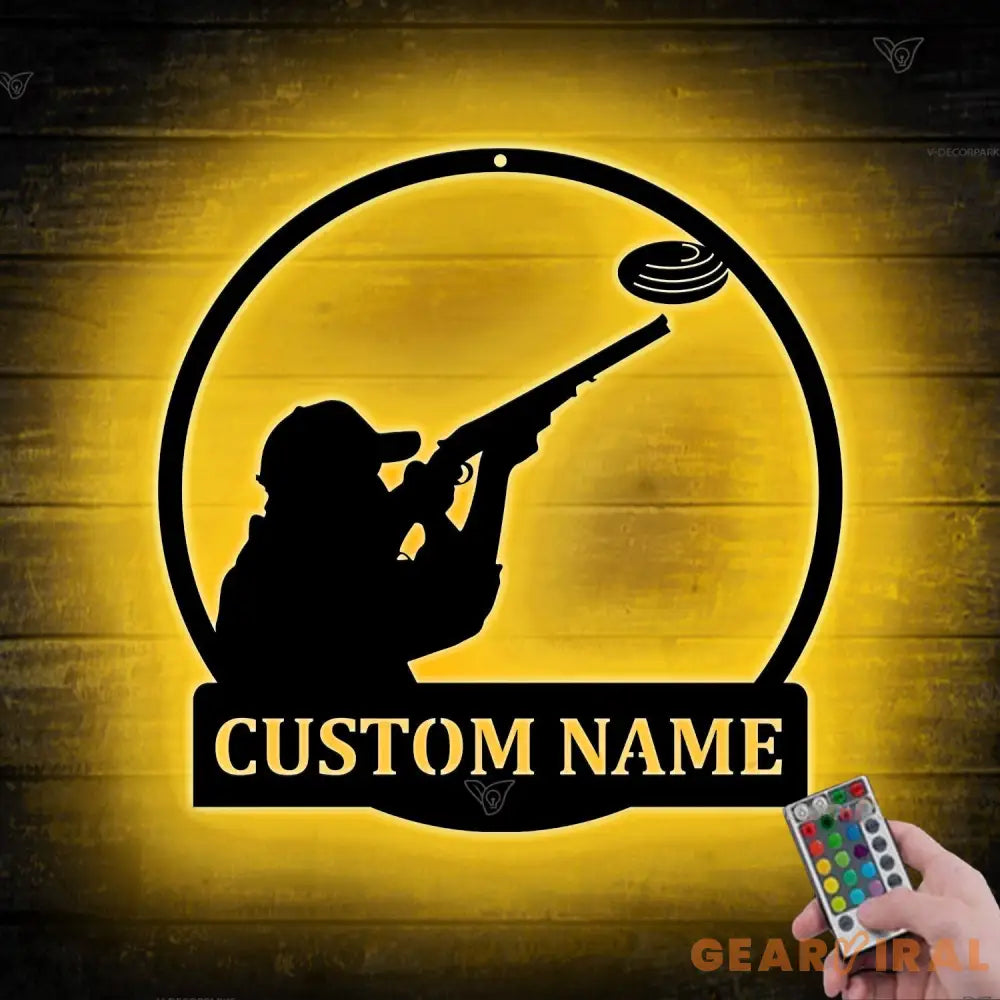 Custom Trap Shooting Name Metal Sign Art - Personalized Trap Shooting Monogram Metal Sign Led - Hobbie Gifts - Sport