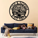 Custom Tree of Life Anniversary Metal Sign with LED Light 50th Wedding Anniversary Gift Personalized Family Name Wall