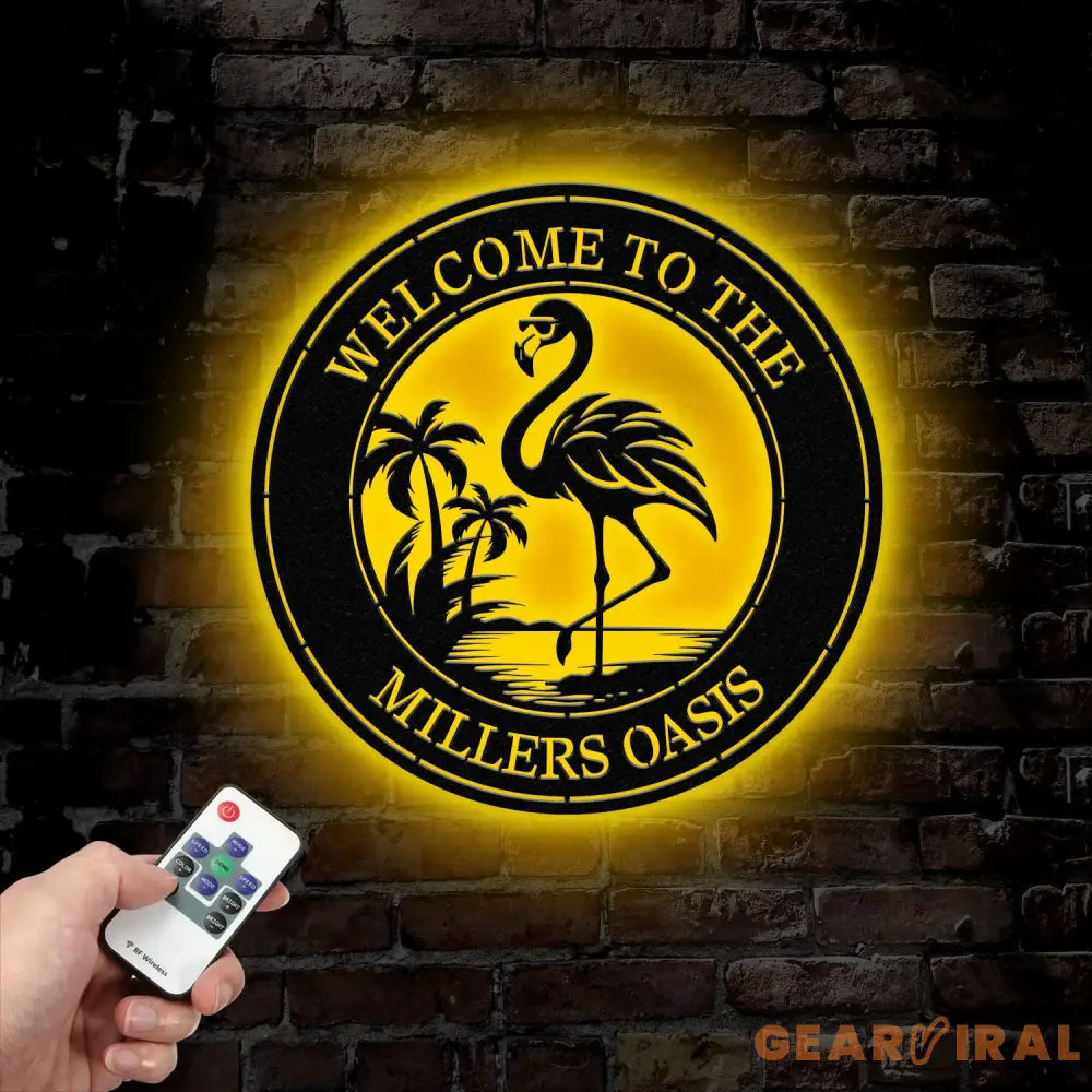 Custom Tropical Flamingo Metal Sign Personalized Outdoor Patio Decor with Palm Trees Pool Sign Home Decor For Backyard