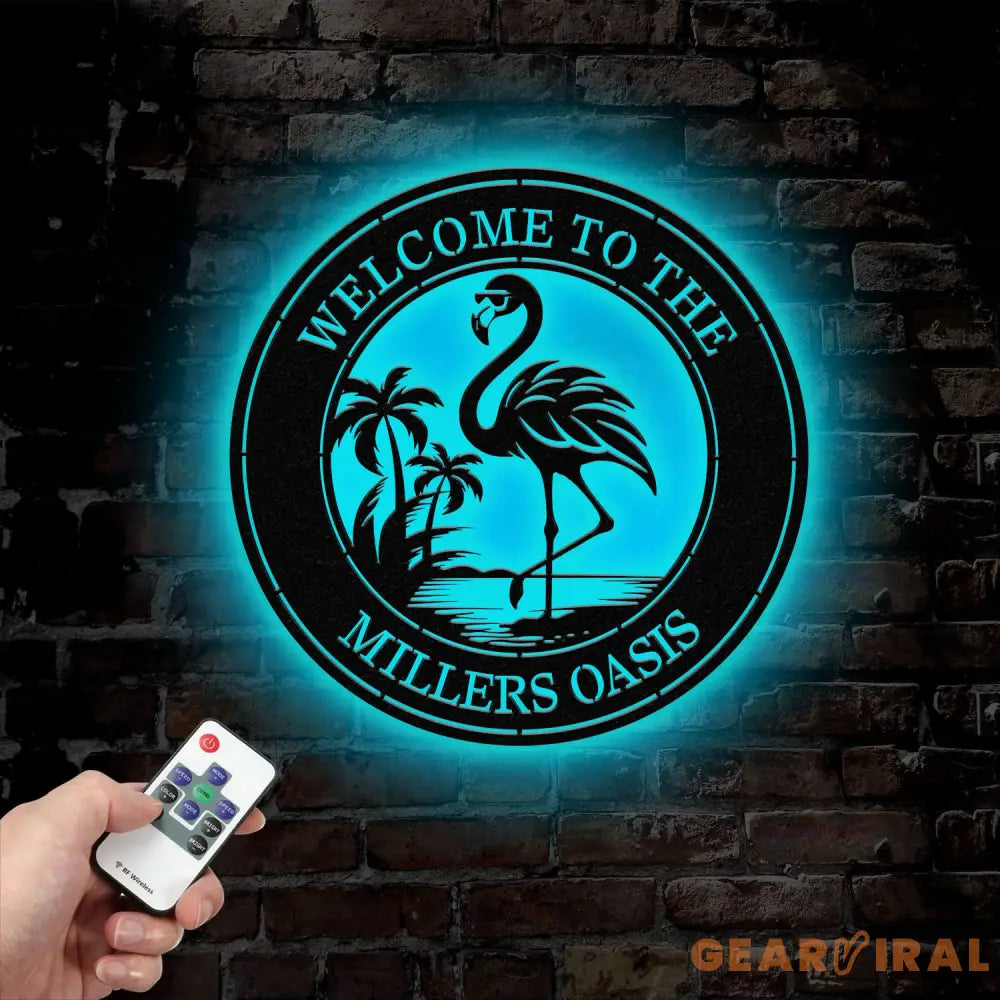 Custom Tropical Flamingo Metal Sign Personalized Outdoor Patio Decor with Palm Trees Pool Sign Home Decor For Backyard