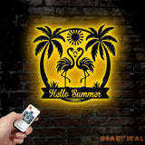 Custom Tropical Flamingo Metal Sign Personalized Outdoor Patio Decor with Palm Trees Pool Sign Home Decor For Backyard