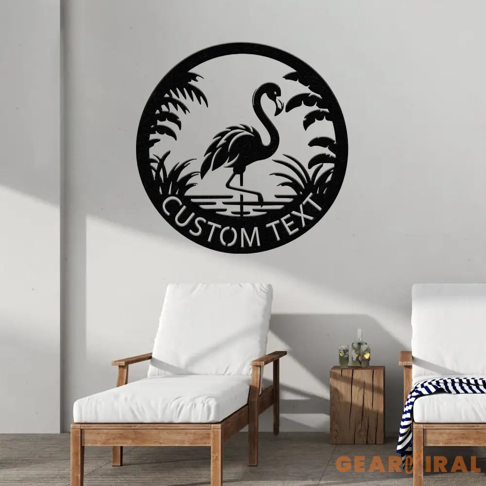 Custom Tropical Flamingo Metal Sign Personalized Outdoor Patio Decor with Palm Trees Pool Sign Home Decor For Backyard