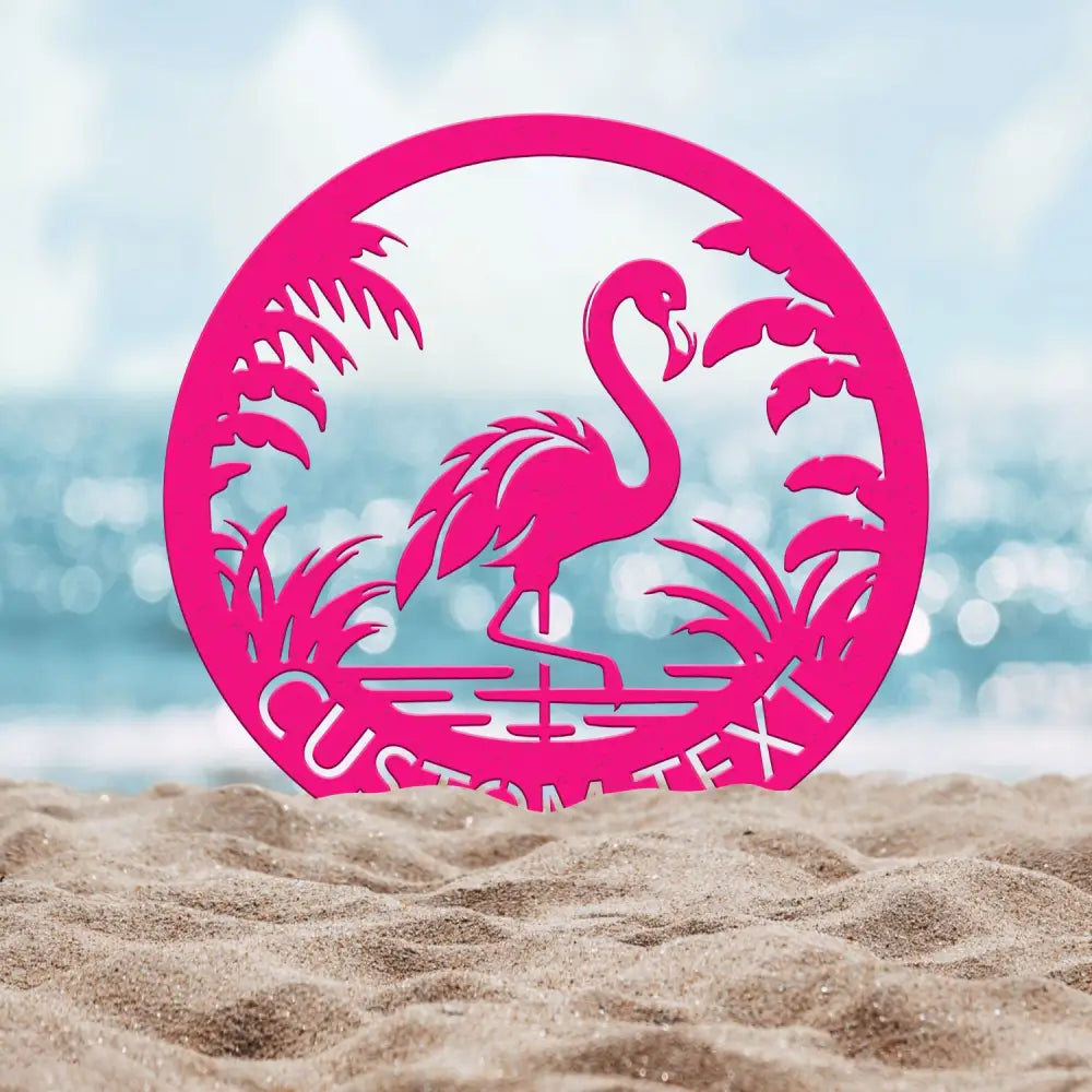 Custom Tropical Flamingo Metal Sign Personalized Outdoor Patio Decor with Palm Trees Pool Sign Home Decor For Backyard