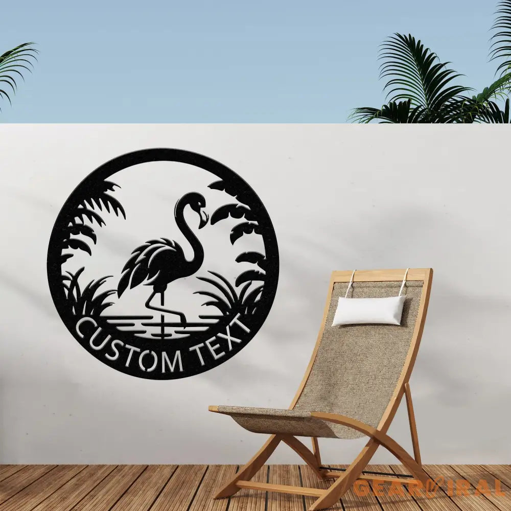 Custom Tropical Flamingo Metal Sign Personalized Outdoor Patio Decor with Palm Trees Pool Sign Home Decor For Backyard