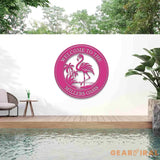 Custom Tropical Flamingo Metal Sign Personalized Outdoor Patio Decor with Palm Trees Pool Sign Home Decor For Backyard