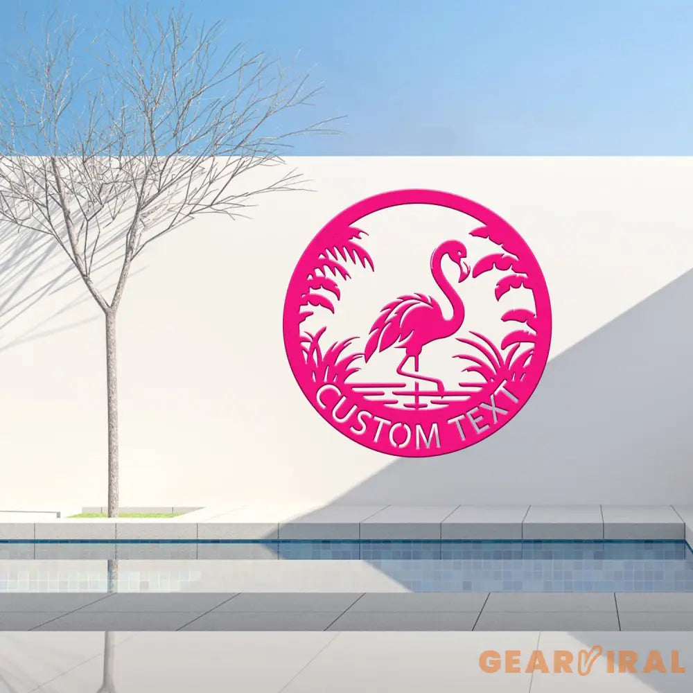 Custom Tropical Flamingo Metal Sign Personalized Outdoor Patio Decor with Palm Trees Pool Sign Home Decor For Backyard