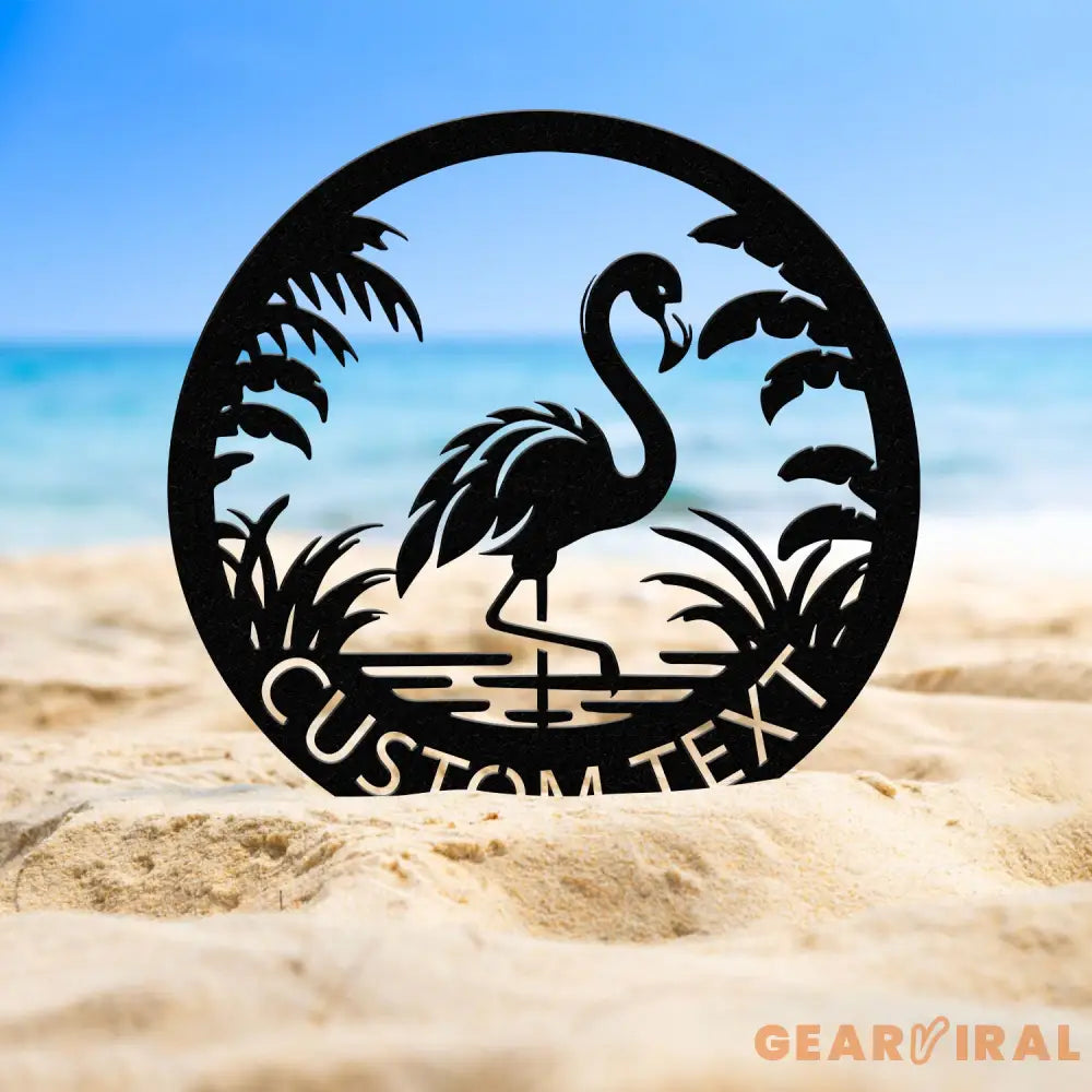 Custom Tropical Flamingo Metal Sign Personalized Outdoor Patio Decor with Palm Trees Pool Sign Home Decor For Backyard
