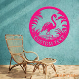 Custom Tropical Flamingo Metal Sign Personalized Outdoor Patio Decor with Palm Trees Pool Sign Home Decor For Backyard