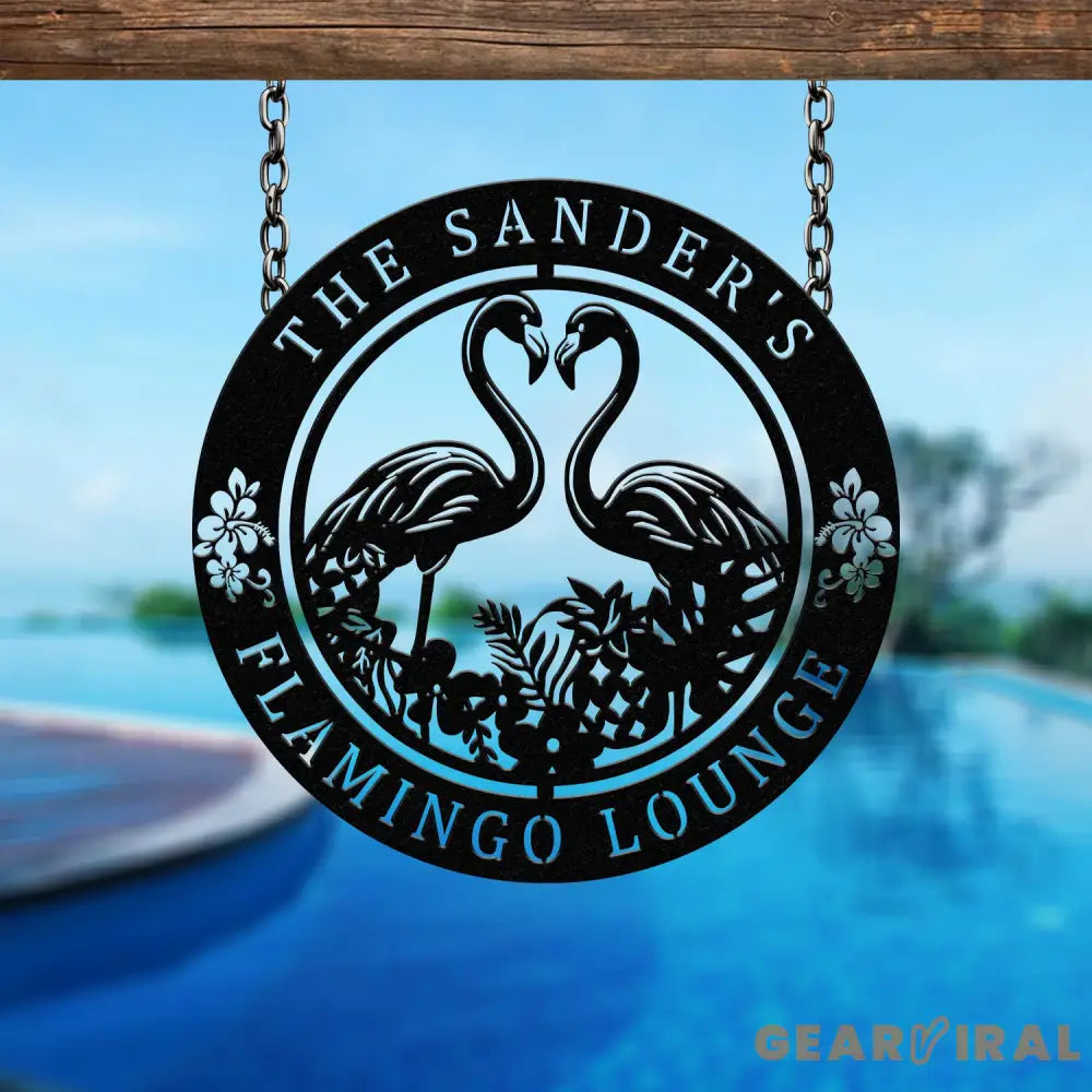 Custom Tropical Flamingos Metal Sign Personalized Beach Flamingo Metal Sign Pool Sign Home Decor For Backyard Wedding
