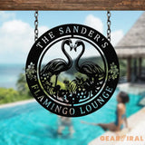 Custom Tropical Flamingos Metal Sign Personalized Beach Flamingo Metal Sign Pool Sign Home Decor For Backyard Wedding