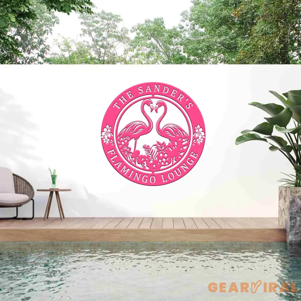 Custom Tropical Flamingos Metal Sign Personalized Beach Flamingo Metal Sign Pool Sign Home Decor For Backyard Wedding