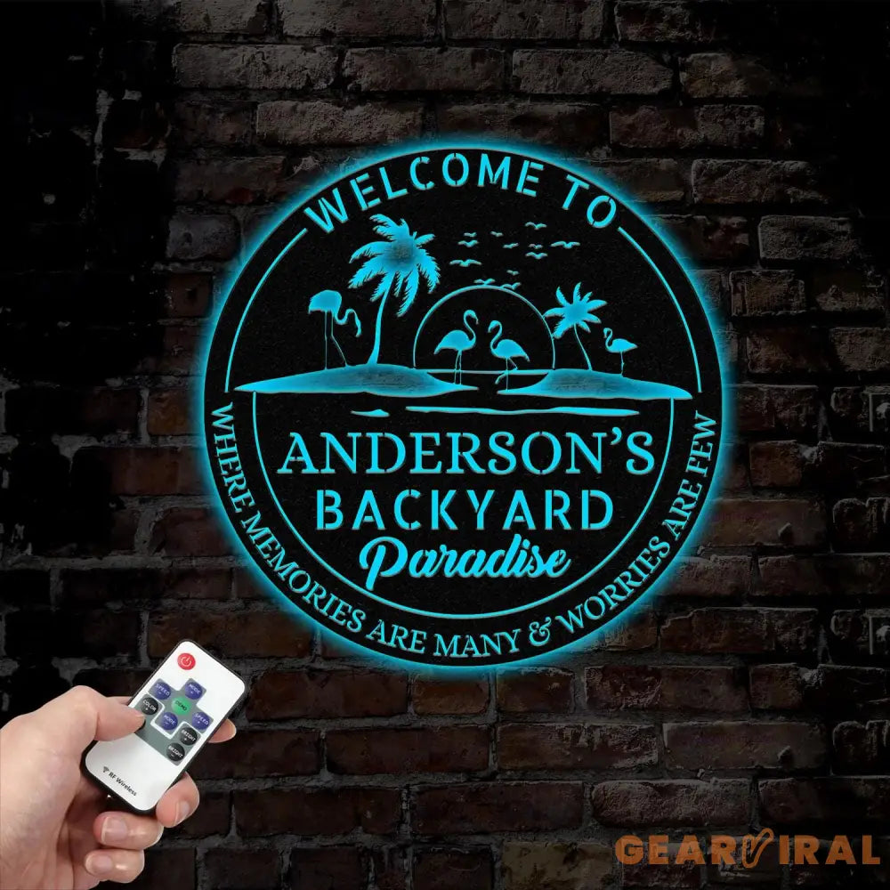 Custom Tropical Patio Metal Sign Custom Backyard Pool Sign Family Welcome Sign Aloha Palm Tree Decor Beach House Decor