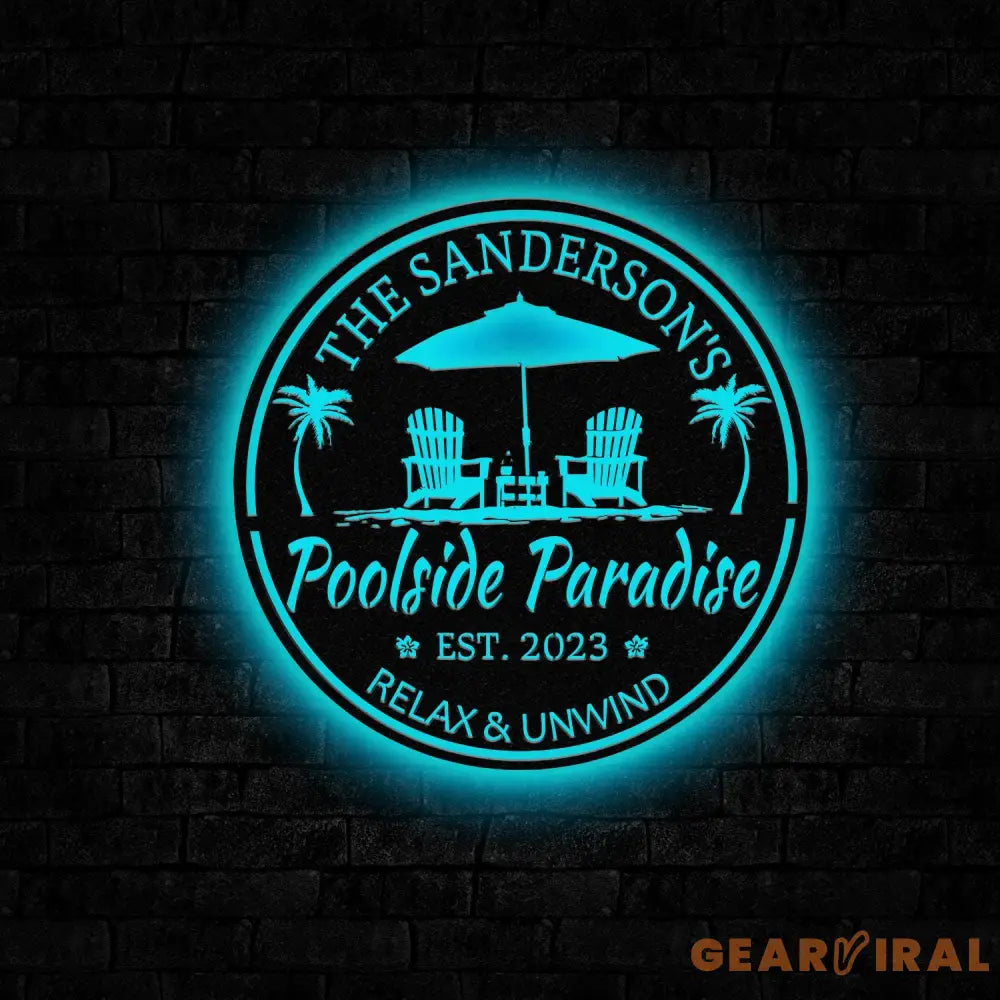 Custom Tropical Patio Metal Sign Custom Backyard Pool Sign Family Welcome Sign Aloha Palm Tree Decor Beach House Decor